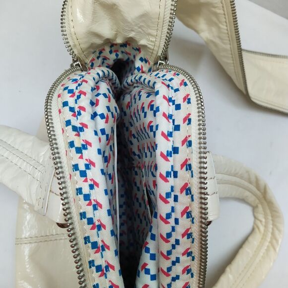 Marc By Marc Jacobs Ivory Patent Leather Pocket Dual Zipper Closure Satchel Bag - Picture 7 of 16